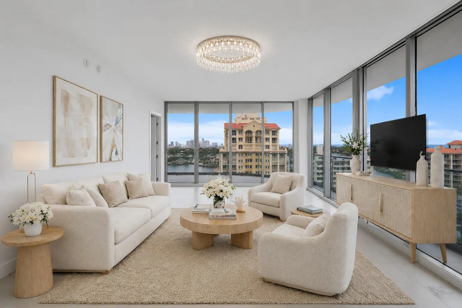 Living room virtually staged