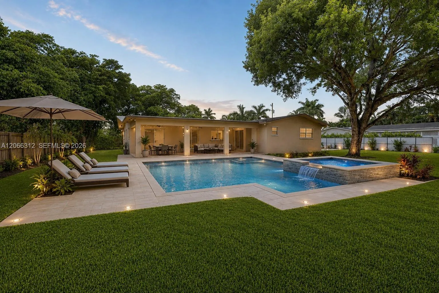 Virtually Rendered to show patio, pool, spa