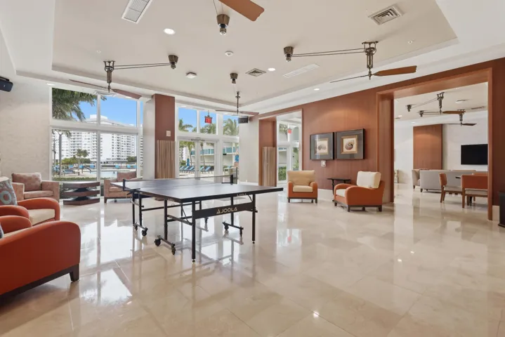 Lounge area and ping-pong table