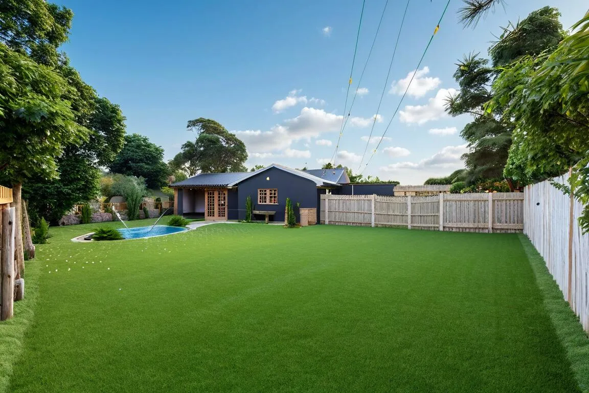 Virtually staged backyard.