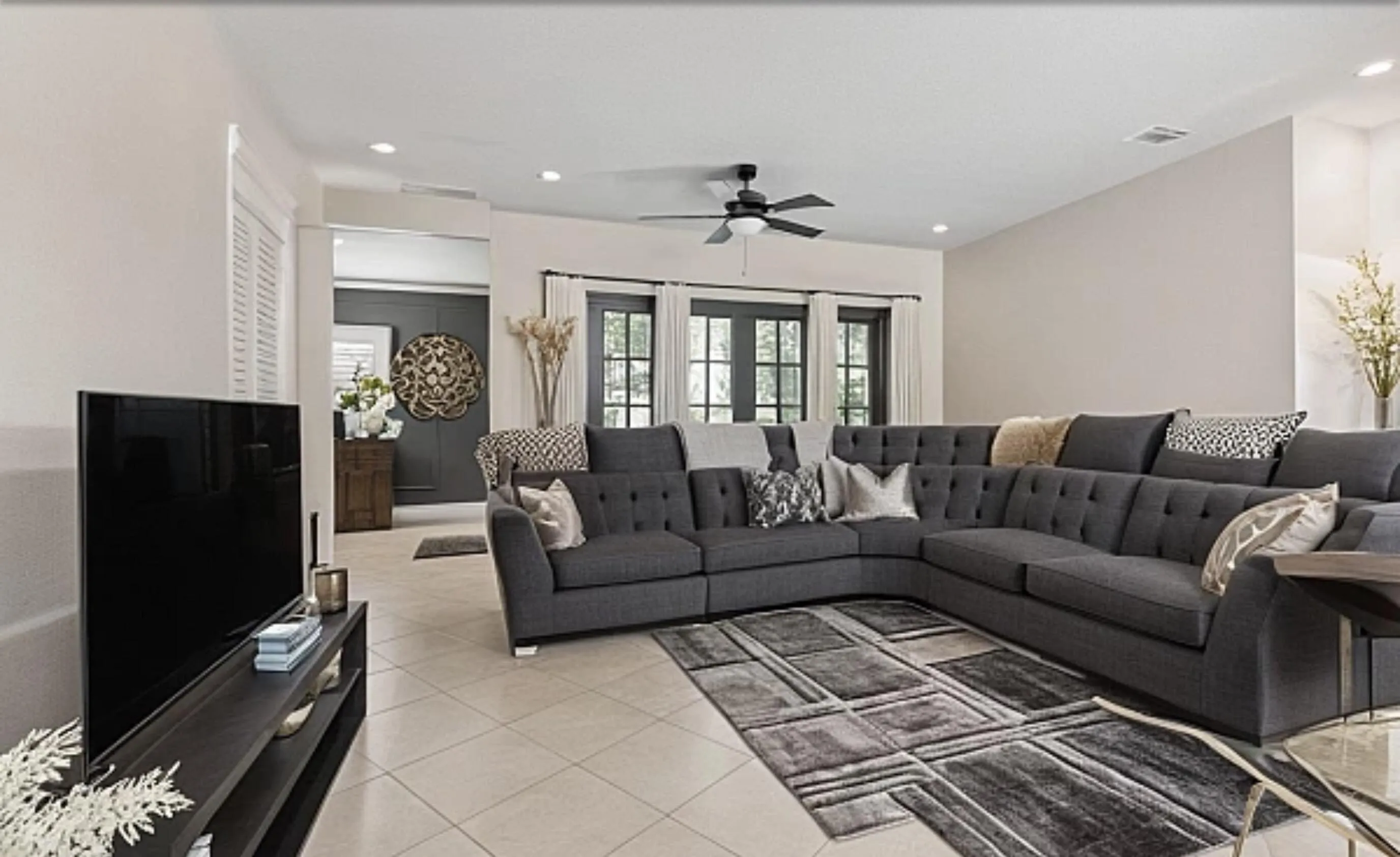 Virtually staged living room