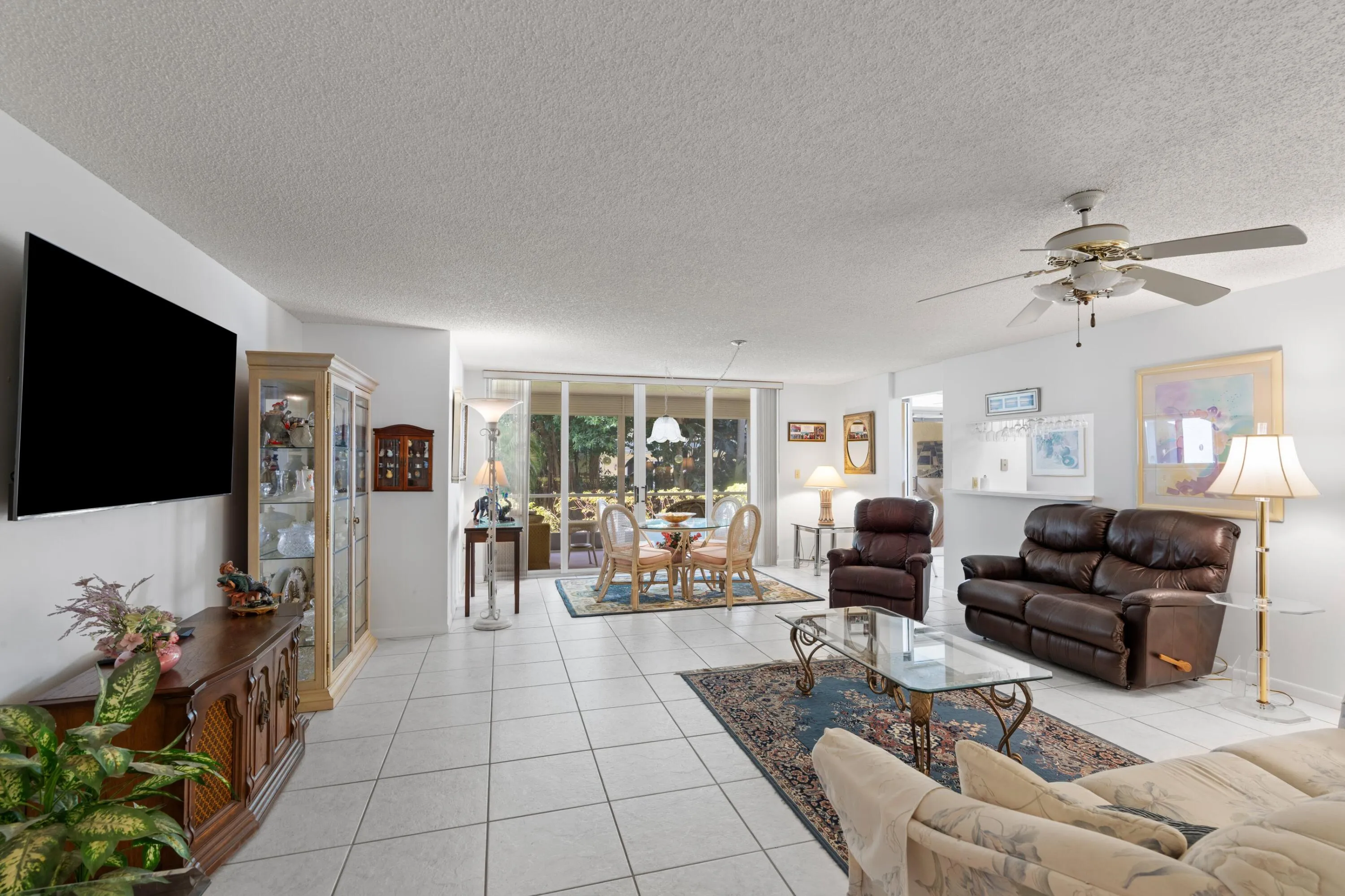 Living Area with sliders open to the garden