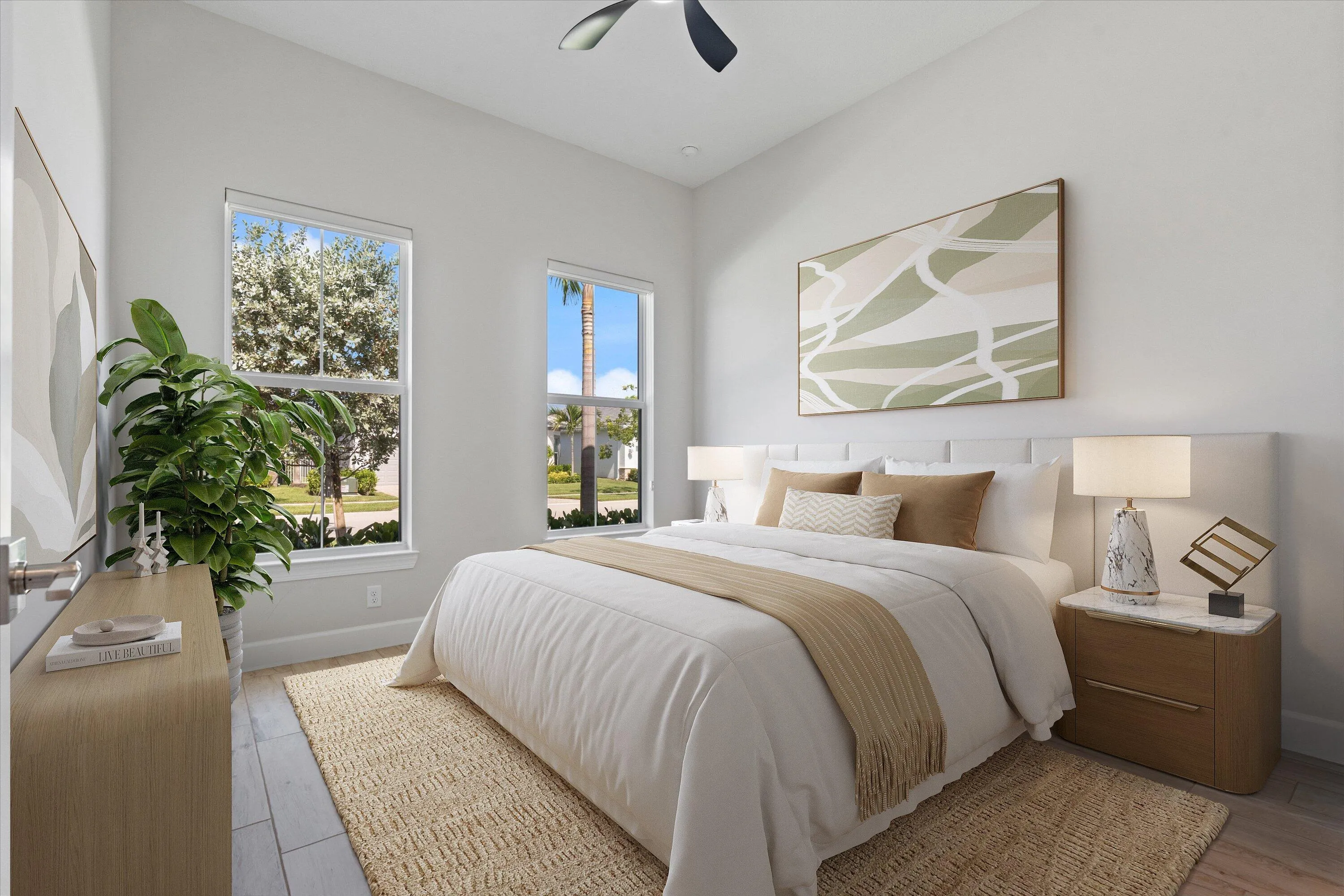 Virtually staged guest bedroom