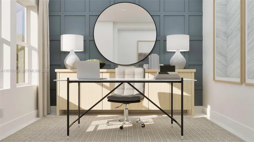 Just off the foyer, the flex space is a versatile area perfect for a lounge or home office, as shown here.