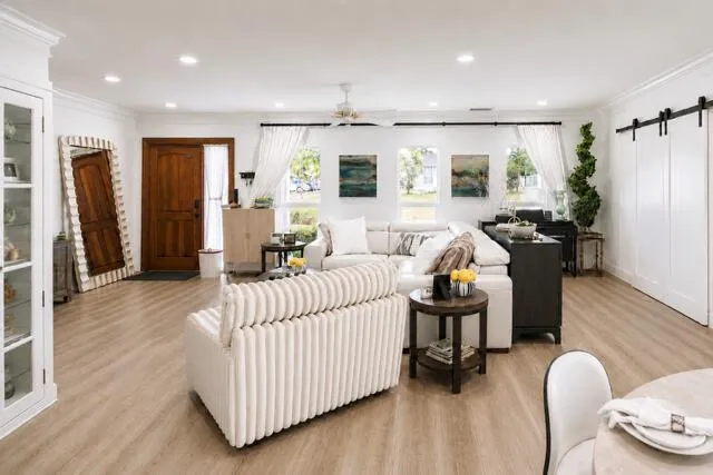 Modern, comfort, natural light, and style make this living room space feel like home
