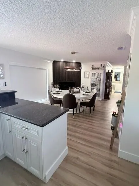 Electric Sliding door blinds offer privacy at the touch of a button while dinning or entertaining.