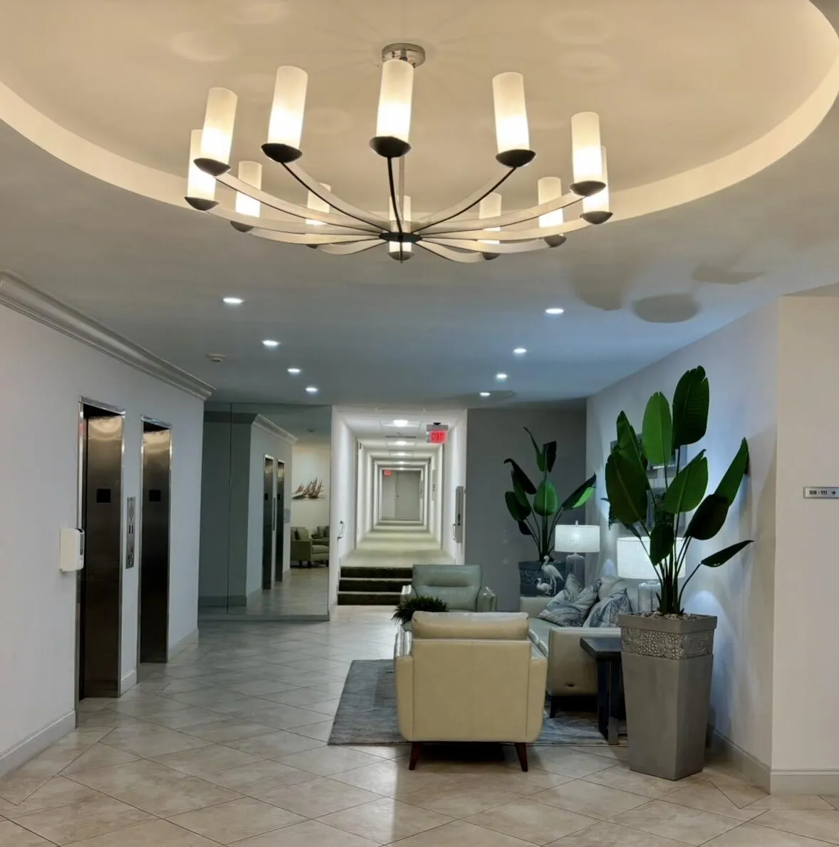 Comfortable lobby seating area
