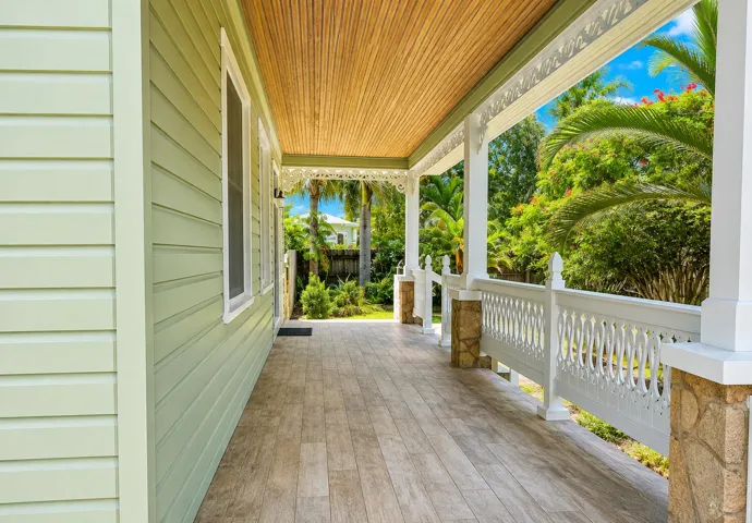 open front porch with new floor
