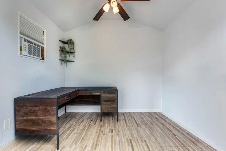 Air conditioned shed used a soffice. NOT STAGED