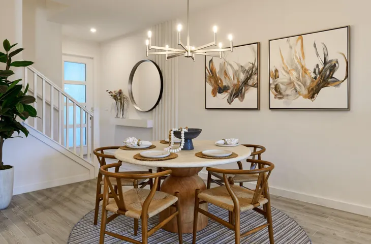 Stock photos represent builder's floorplan