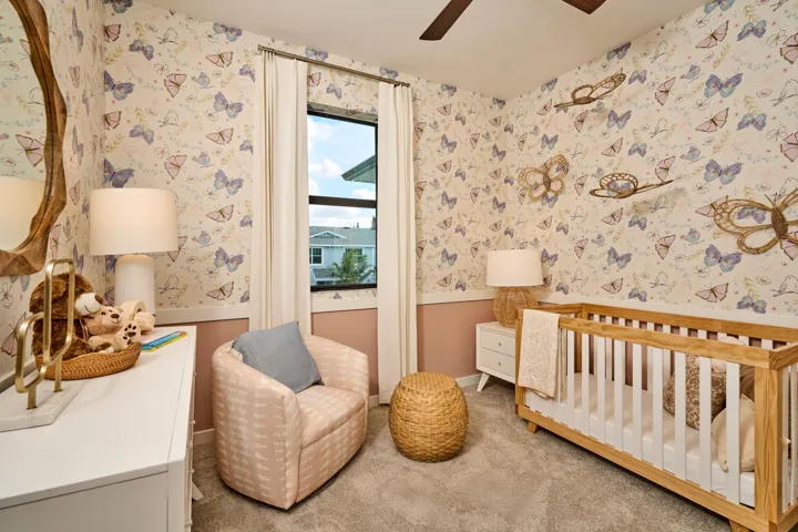 Stock photos represent builder's floorplan