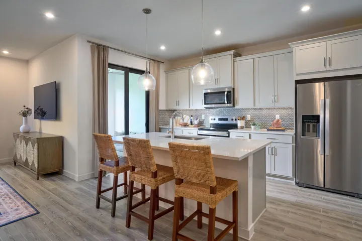 Stock photos represent builder's floorplan