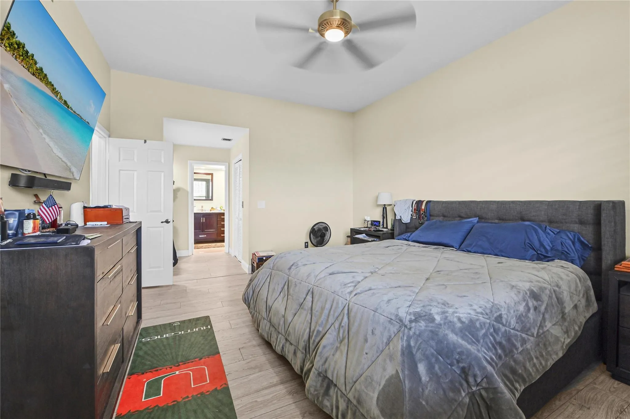 Spacious primary bedroom with walk in closet