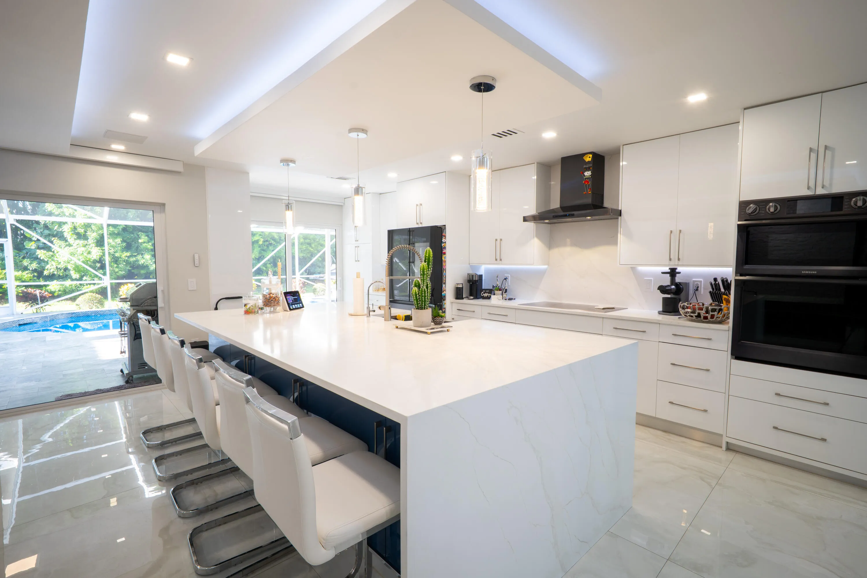 Chef's Kitchen with Waterfall Island