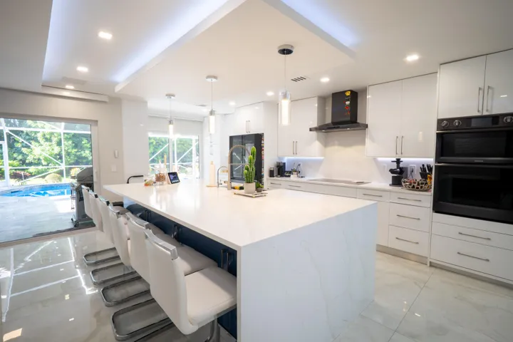 Chef's Kitchen with Waterfall Island