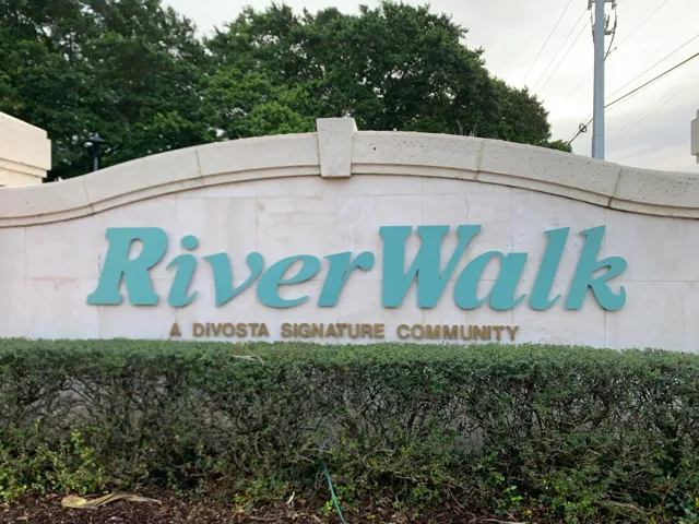 RiverWalk front entrance sign