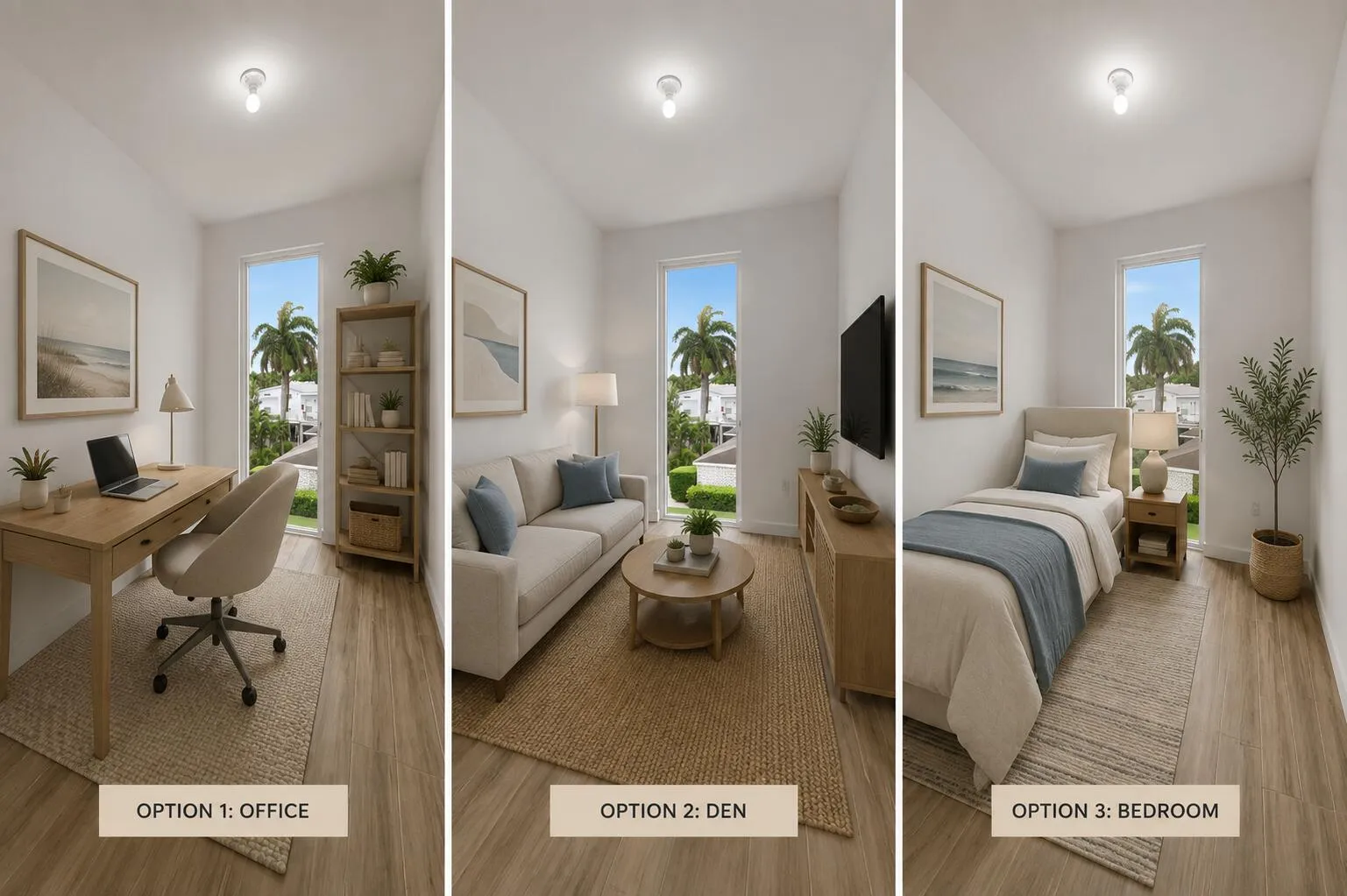 3rd bedroom/office/flex space virtual staged for perspective