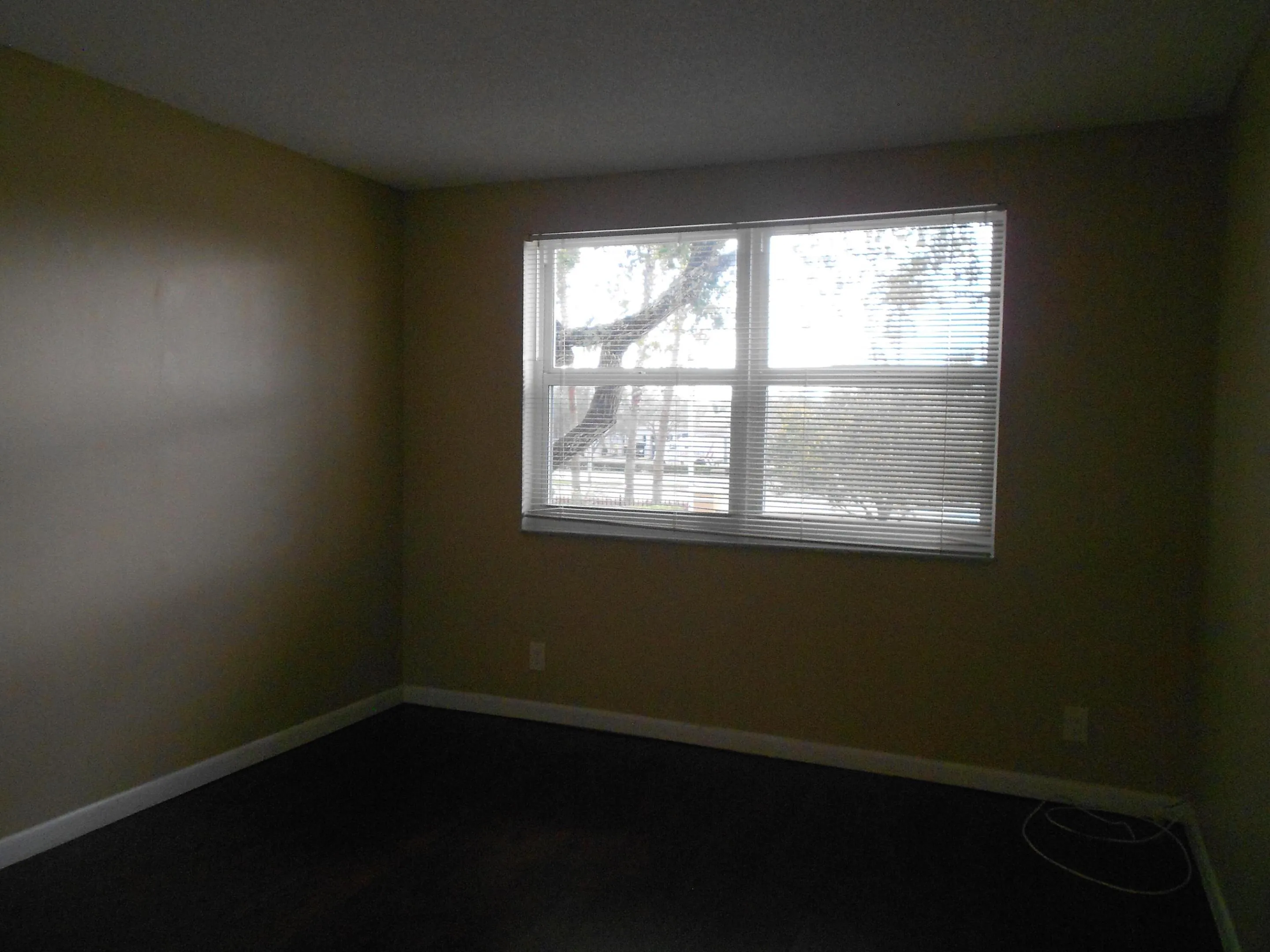 Window with horizontal blinds, providing ample natural light