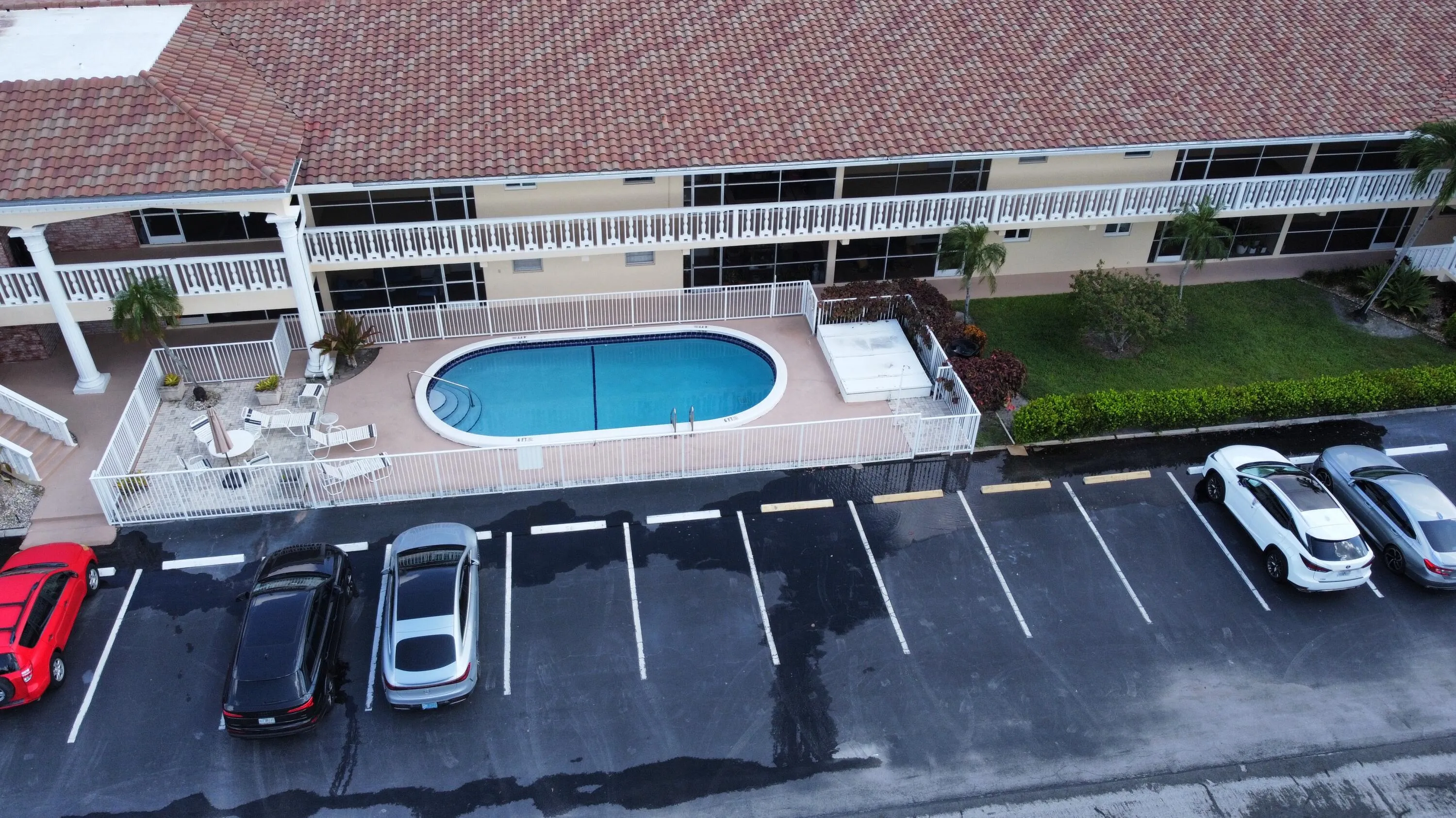 Aerial building and pool