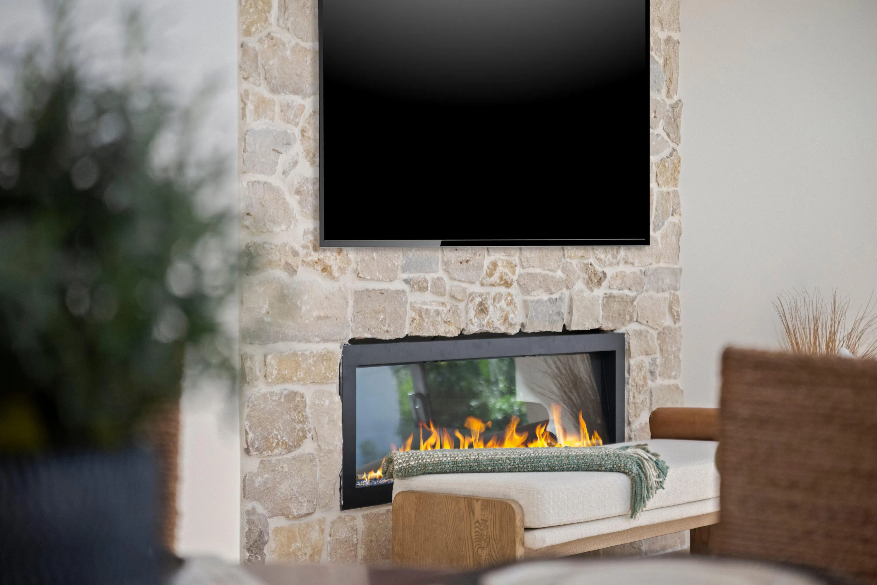 close up decorative fire place