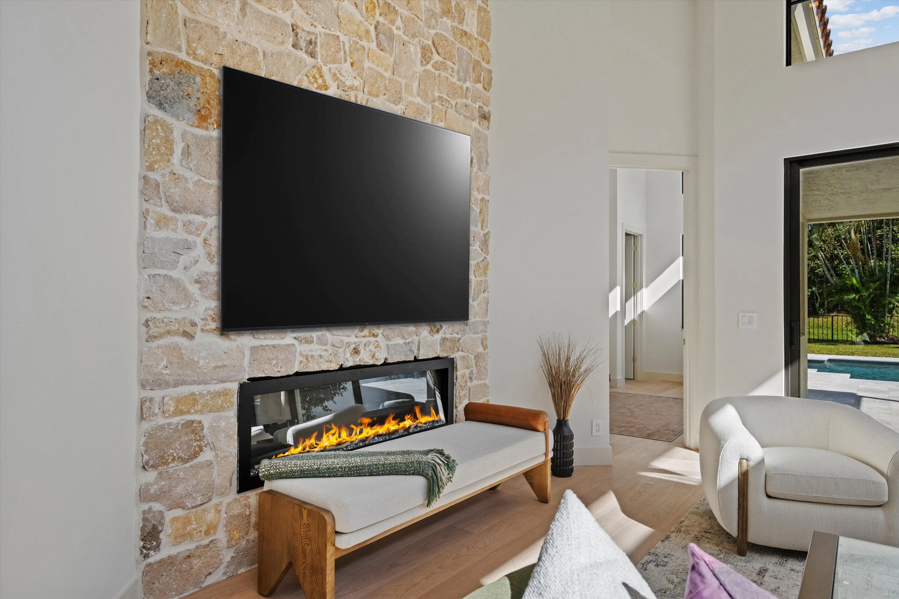 close up decorative fire place
