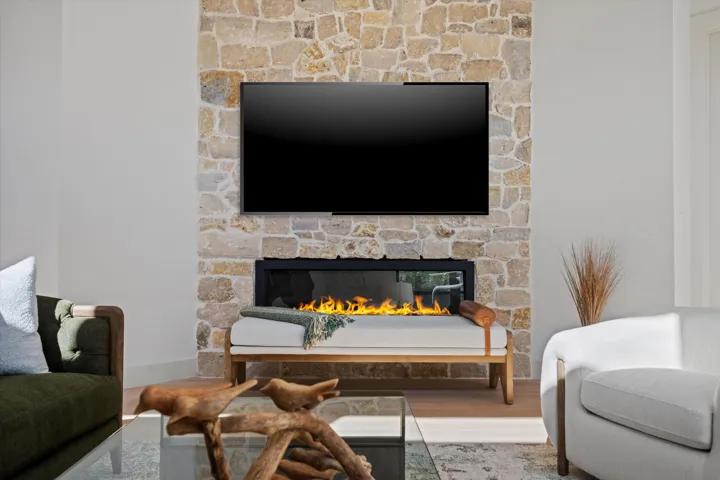 close up decorative fire place