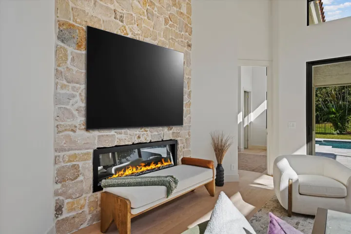 close up decorative fire place