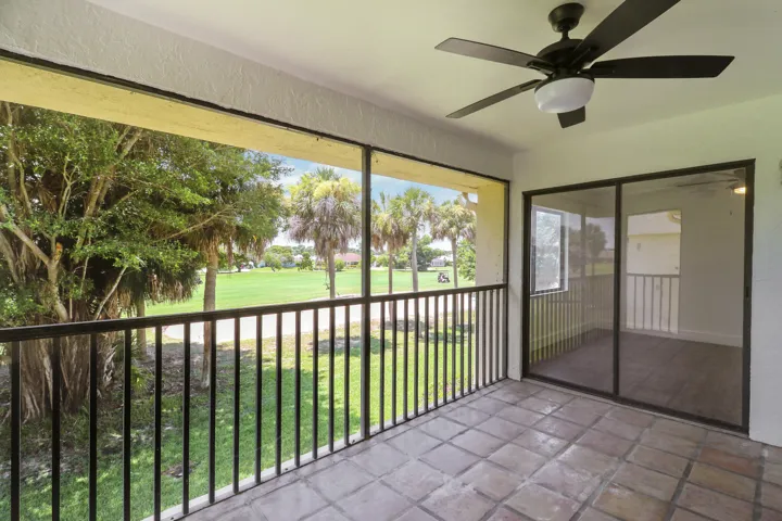 Patio overlooks golf course