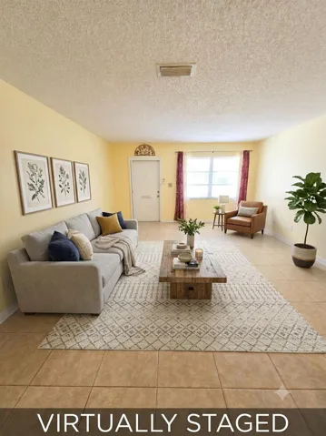 This is the living room virtually staged to show different decor