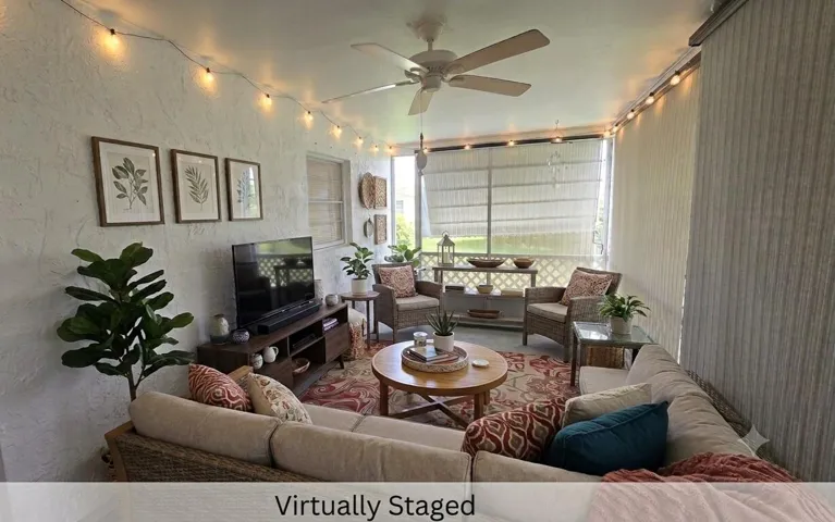 This is the screened back patio and it's virtually staged to show different furnishings and options