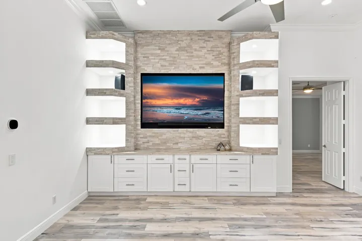 Gorgeous Custom Stone Built-in with TV