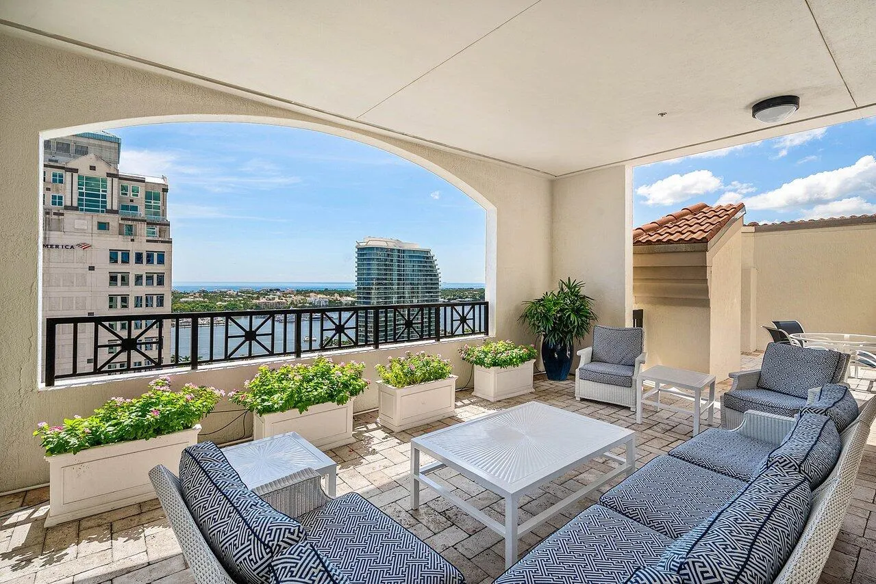 Pool deck next to grills