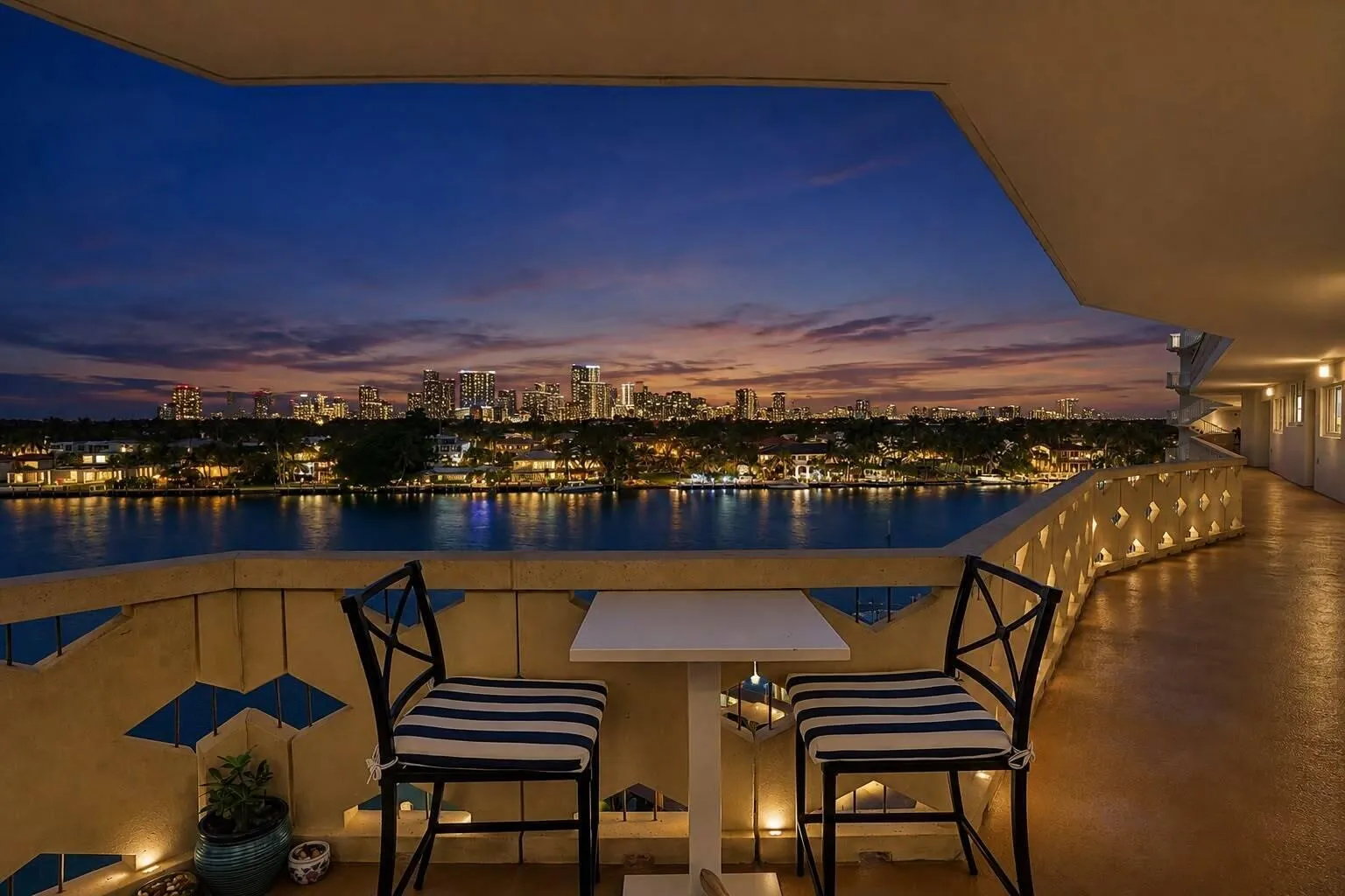 Evening City Skyline View
