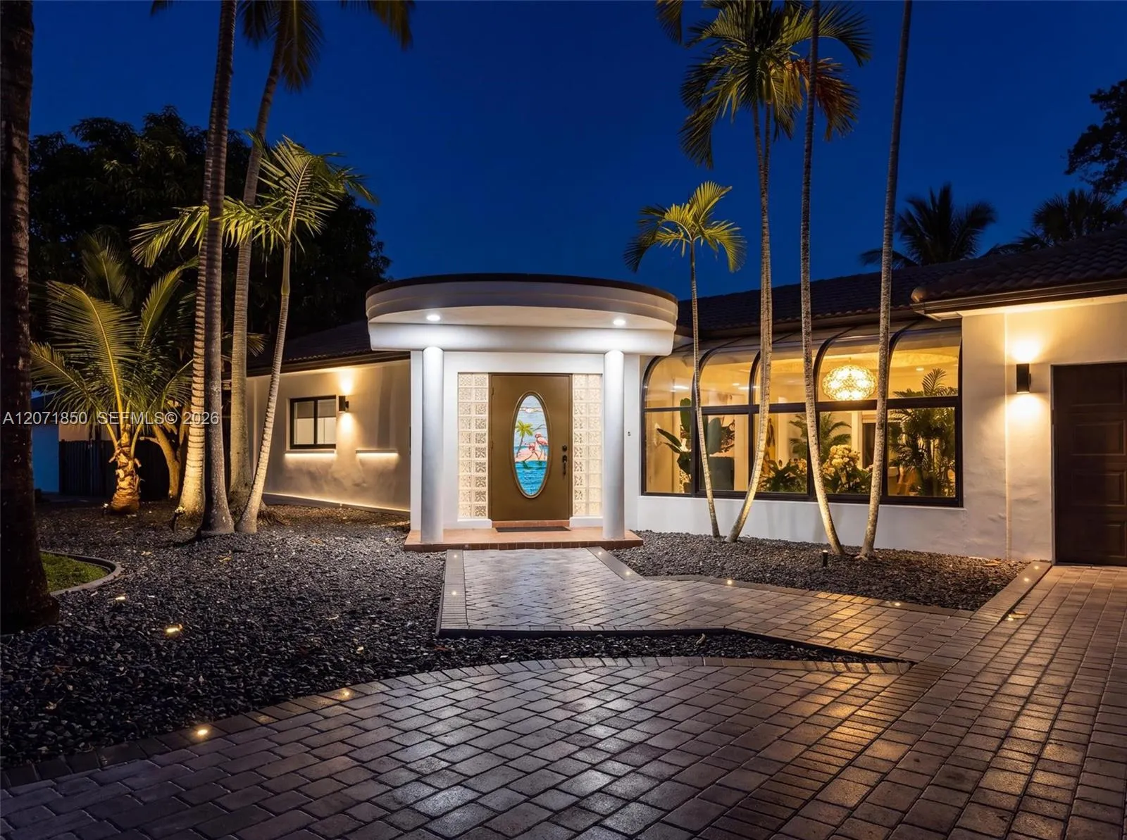 Entrance at night