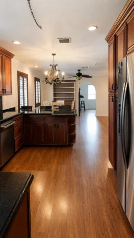 Kitchen with granite countertops