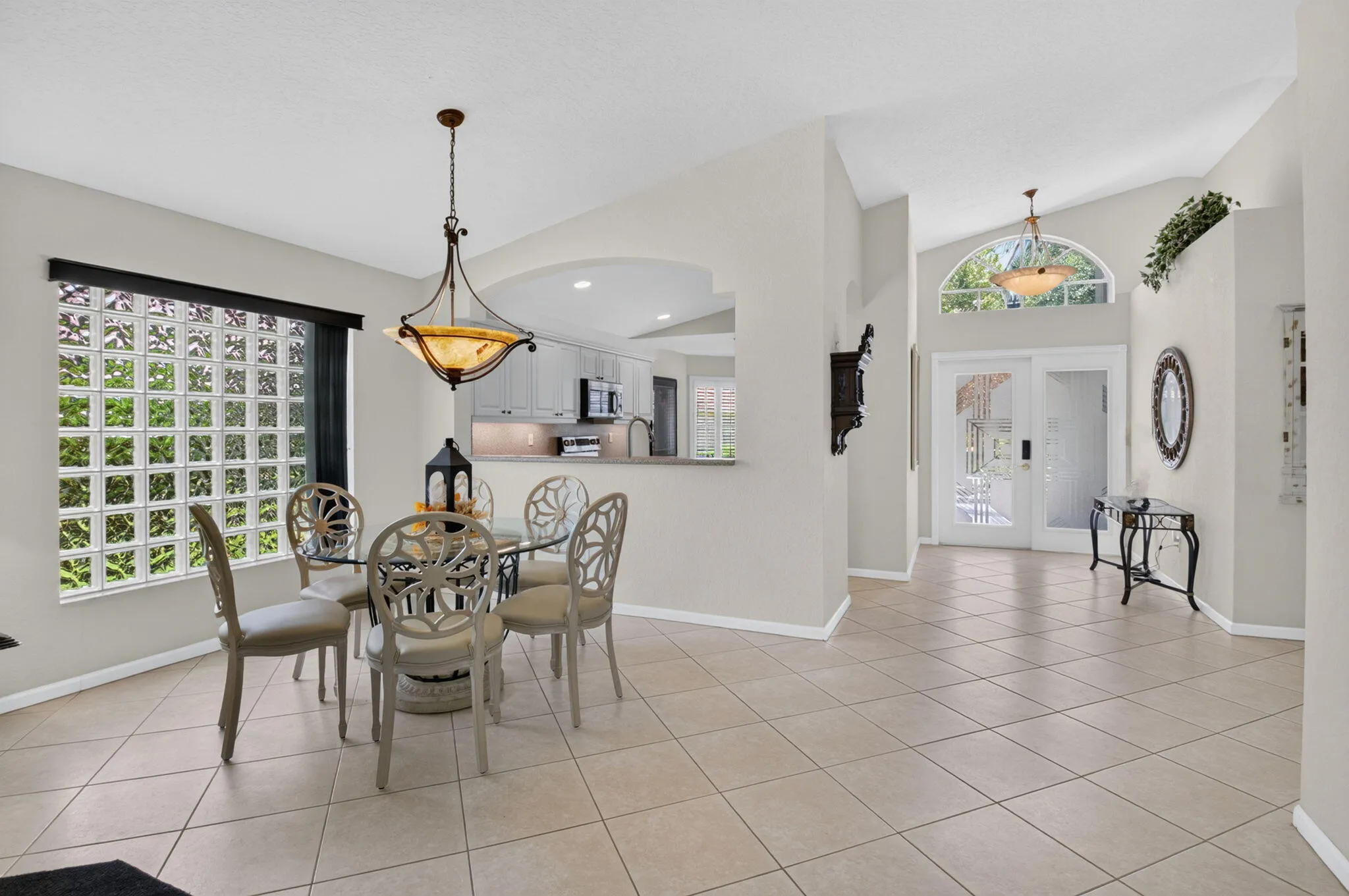 tile on the diagonal open floor plan