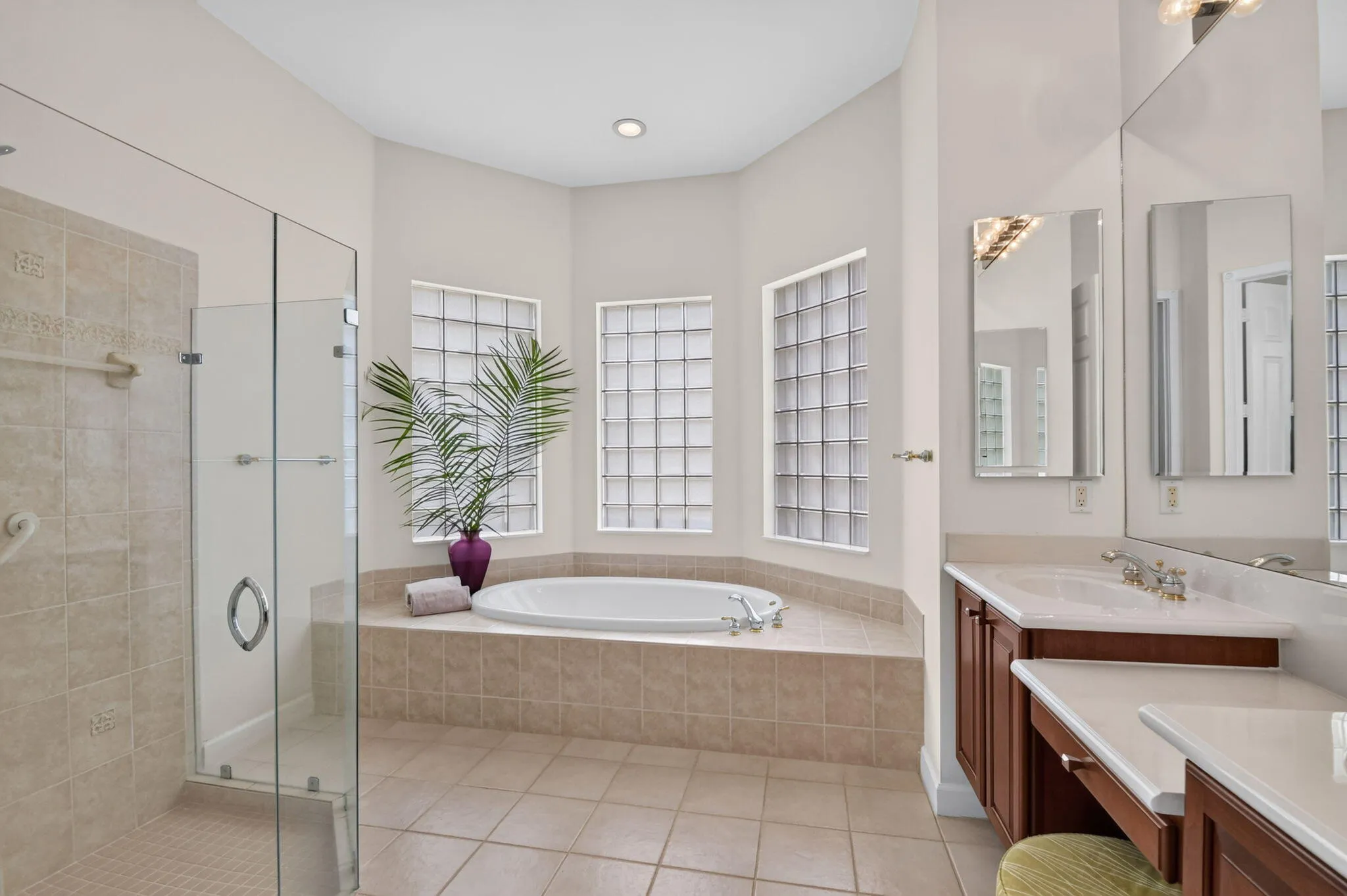 Seamless glass shower-Jacuzzi spa tub