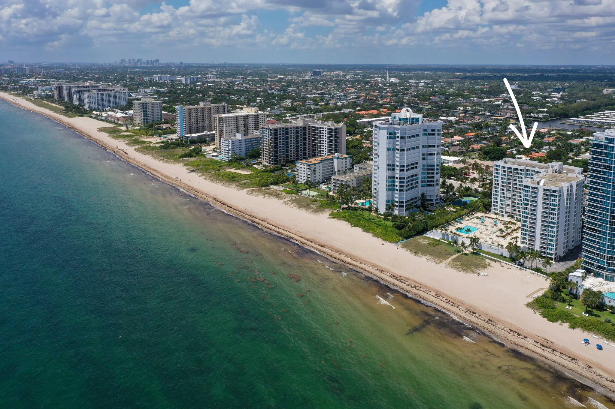 south facing beach drone shot