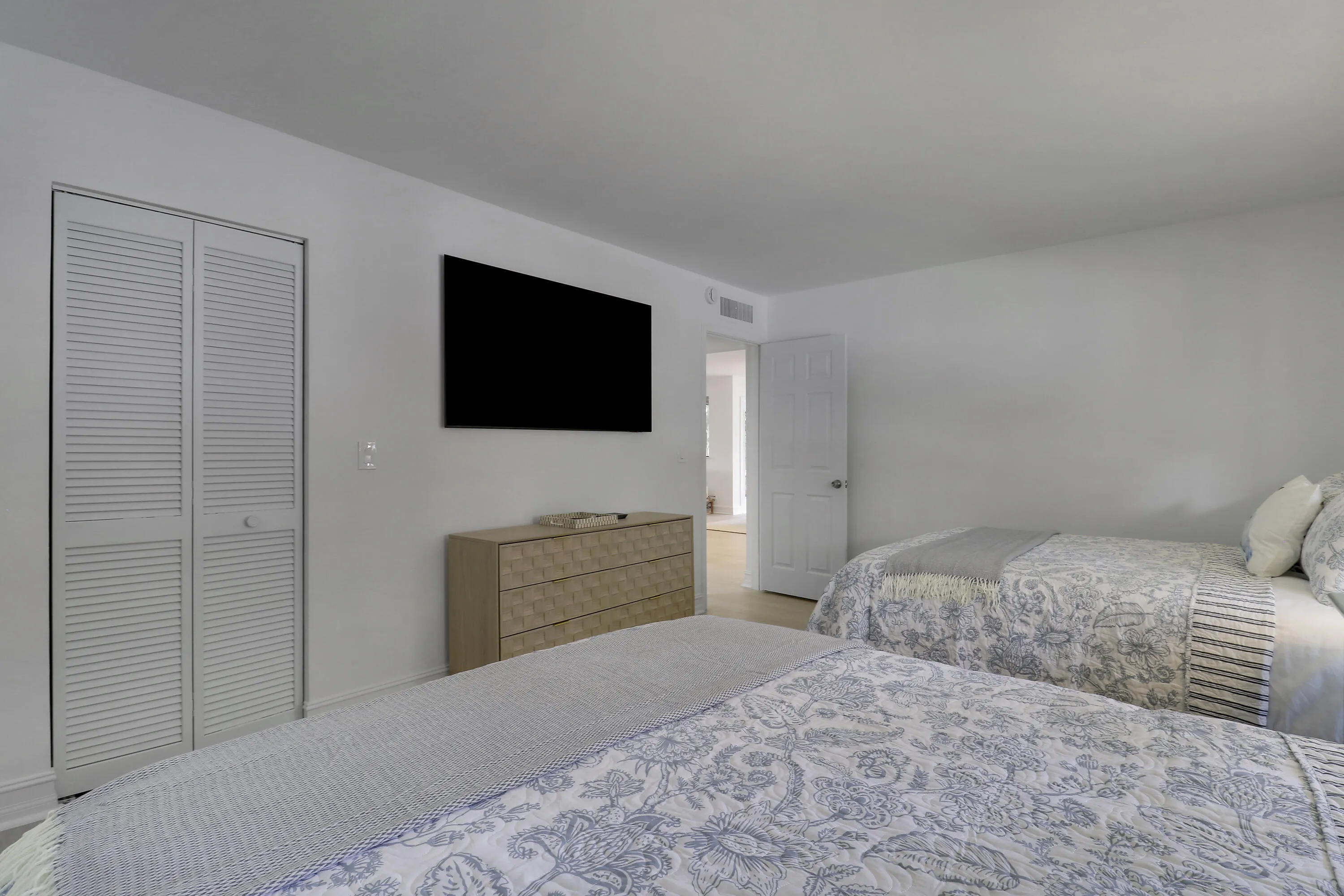 The guest room also has a flat screen TV.