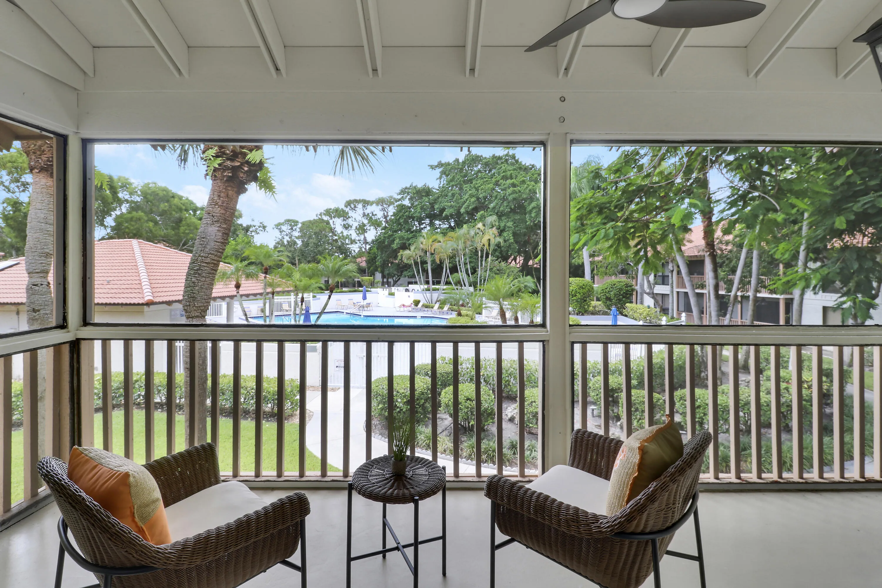 Enjoy views of the pool as you relax on the fully screened lanai.