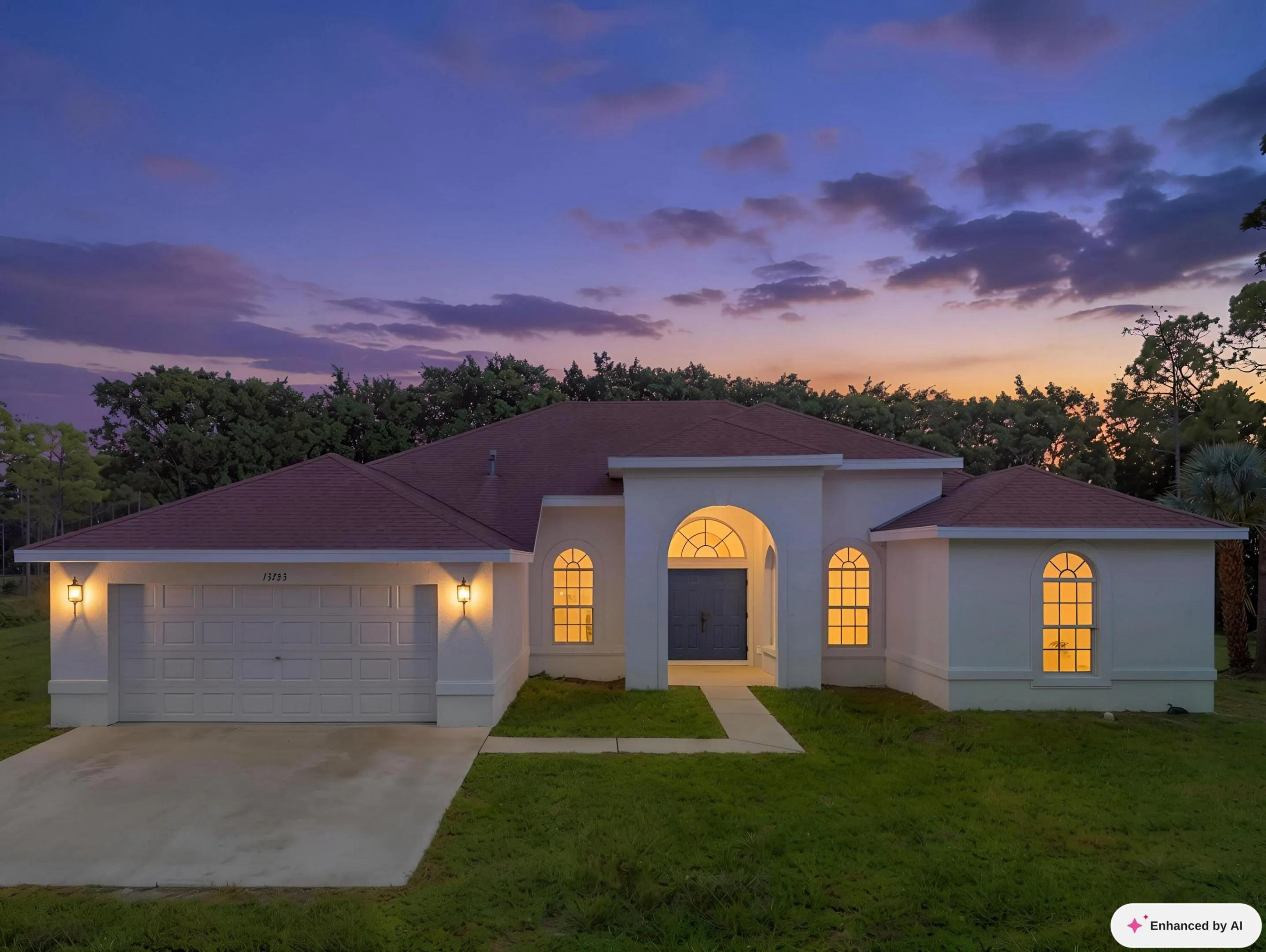 “This image has been Ai Edited to illustrate the property's Dusk or Twilight View”