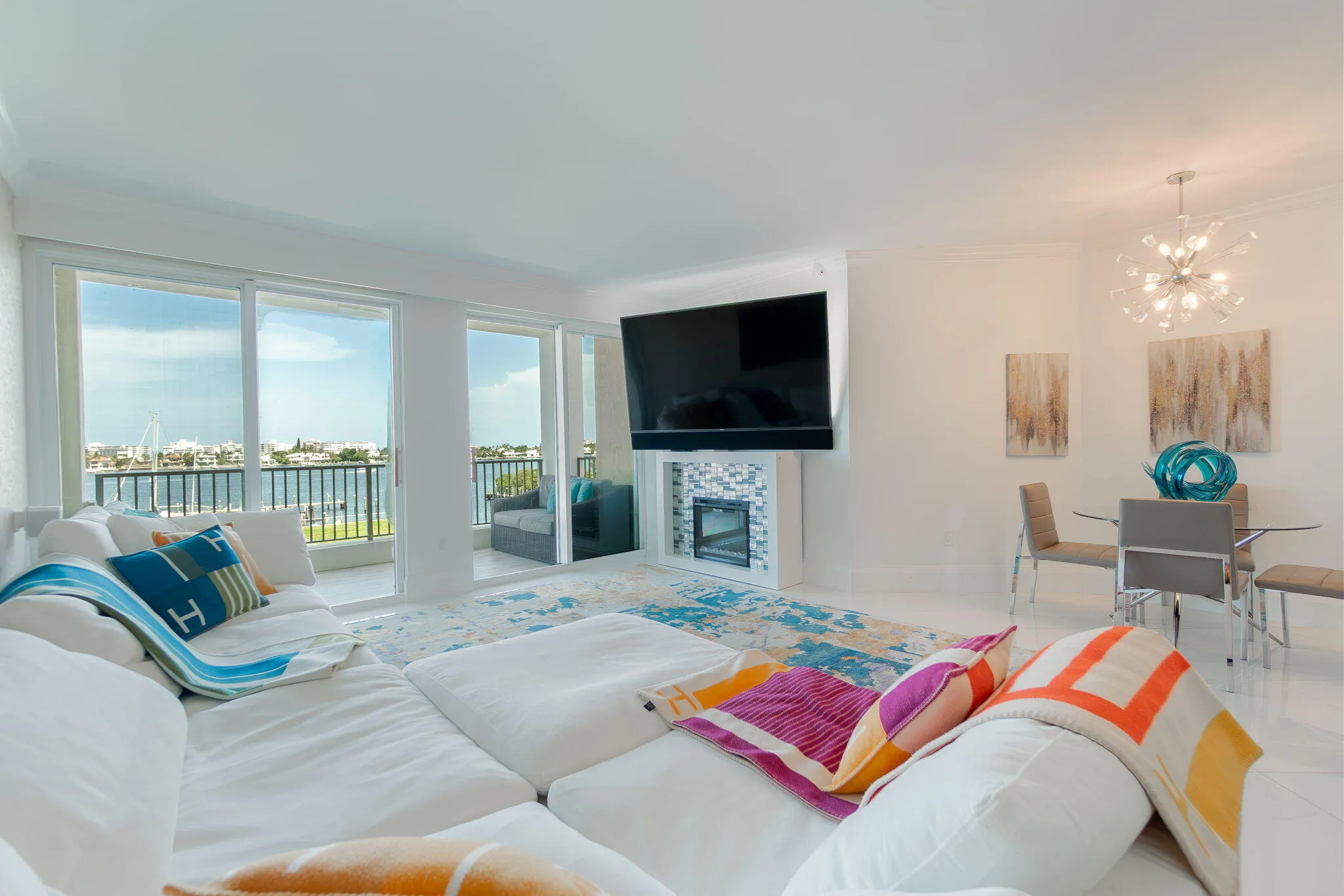 Living Room overlooks Marina and the Intracoastal.
