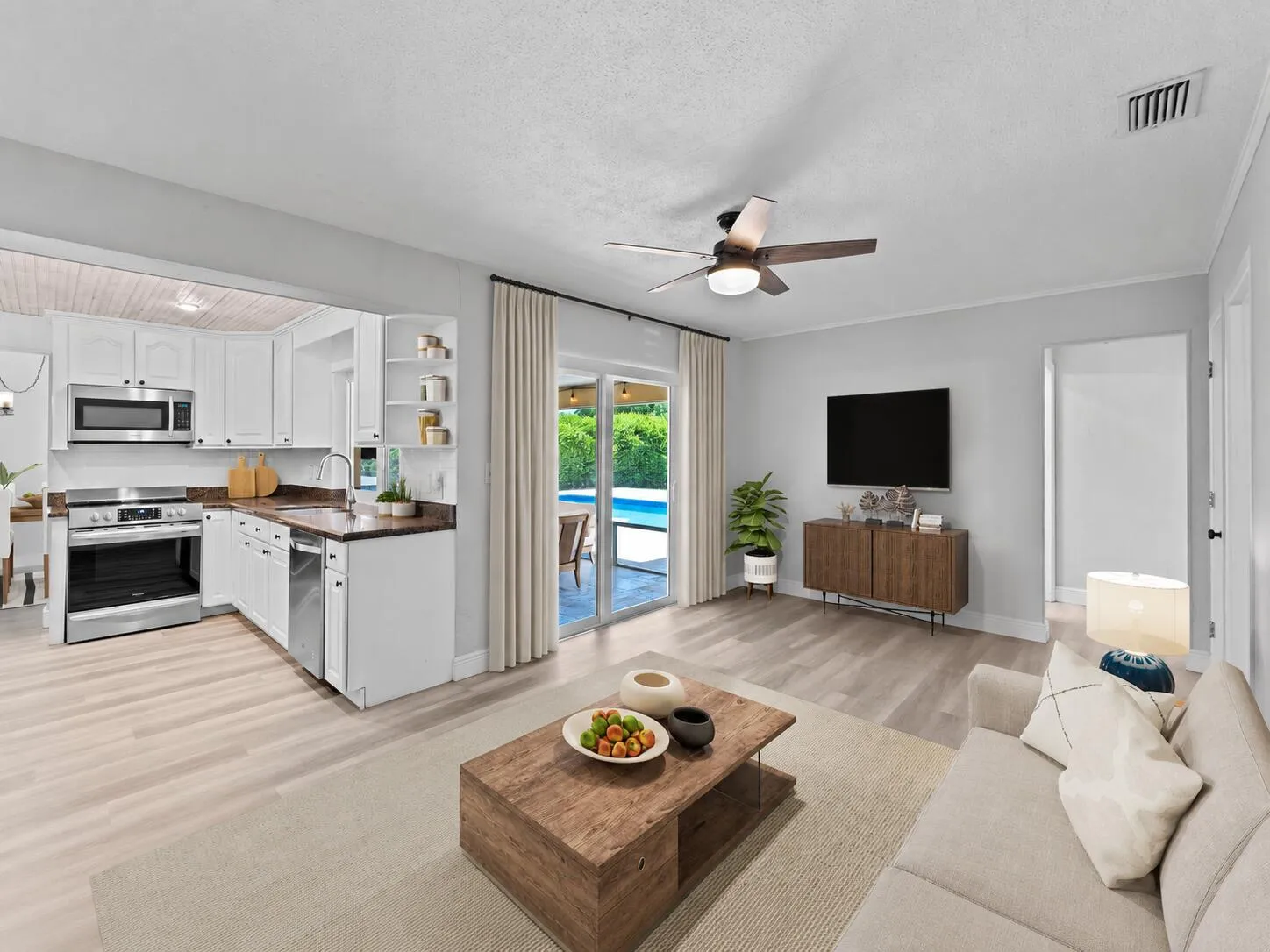 Family Room off the kitchen. Virtually Staged.