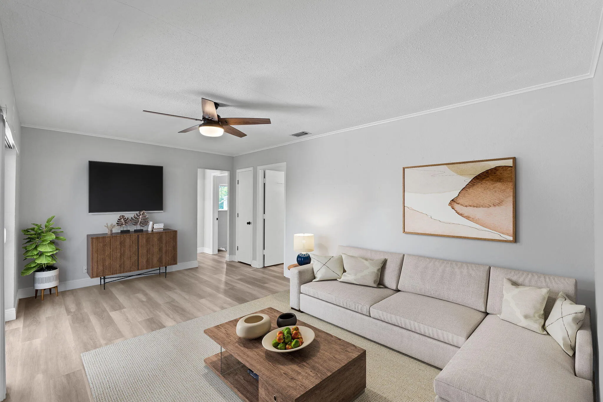 Family Room off the kitchen. Virtually Staged.