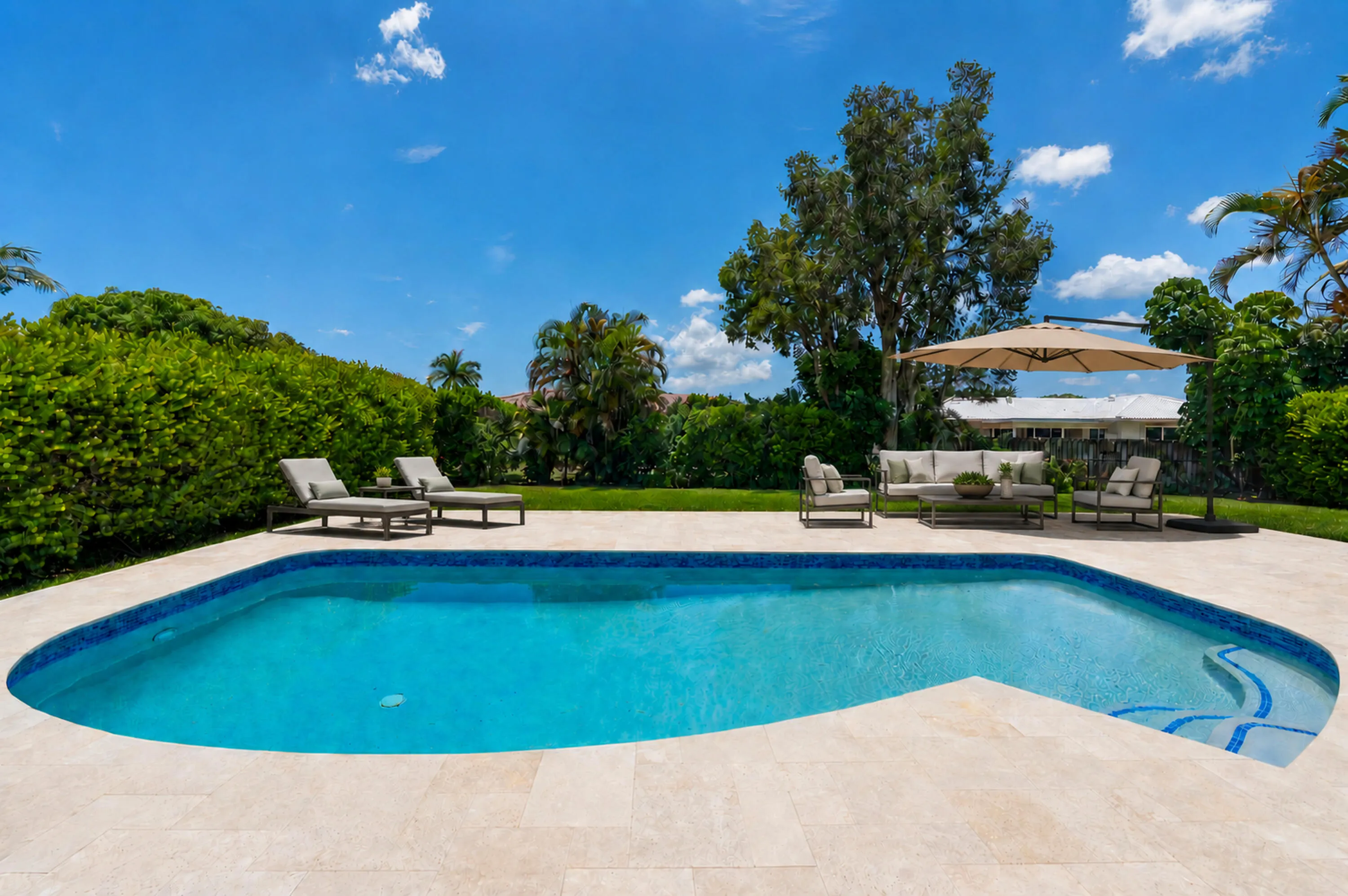 Pool. Furniture Virtually Staged.