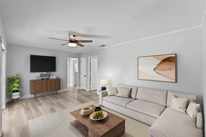 Family Room off the kitchen. Virtually Staged.