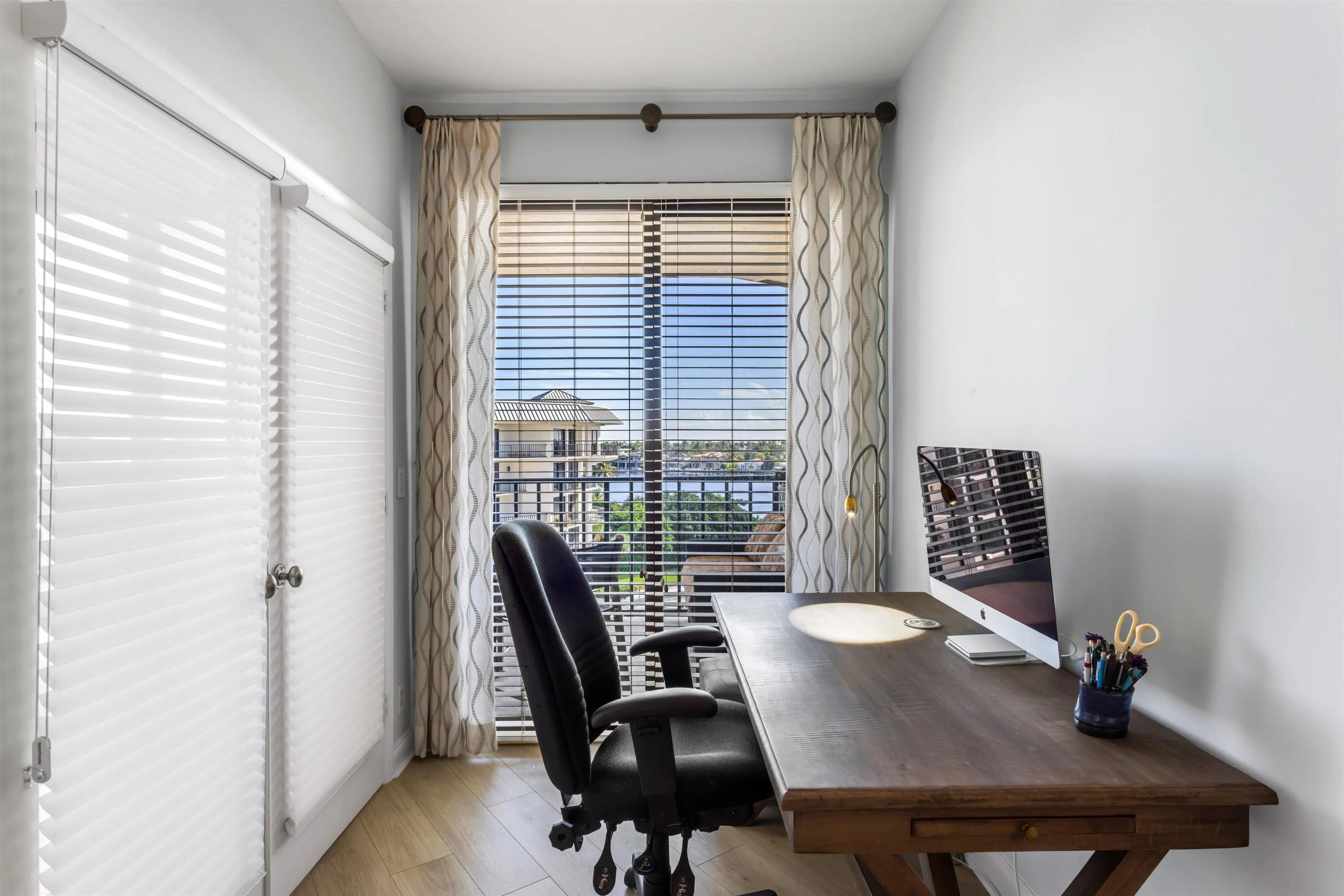 Additional workspace in primary bedroom