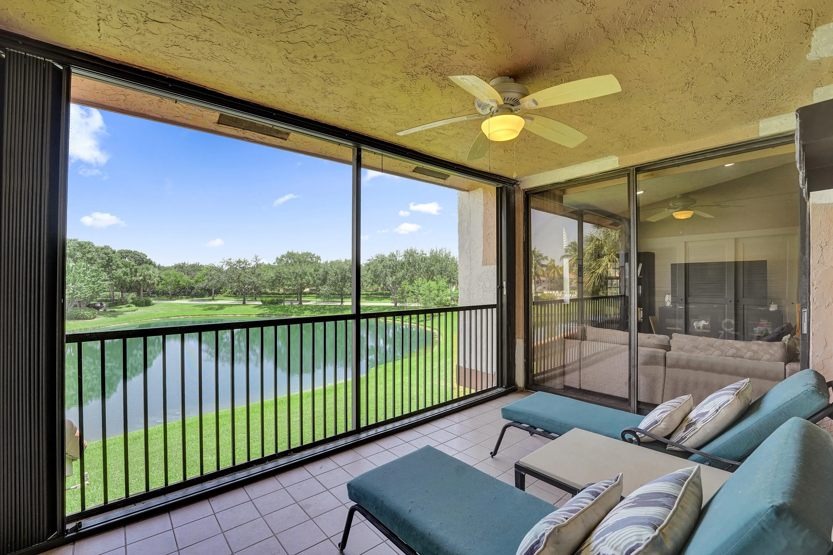 Screened, covered balcony-stunning water views