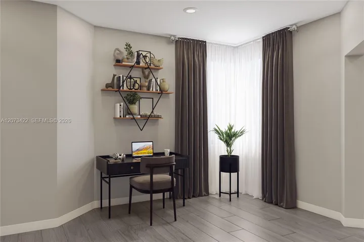 The retreat space can transform into a personal work space to suit homeowner’s changing needs, as it’s furnished here.
