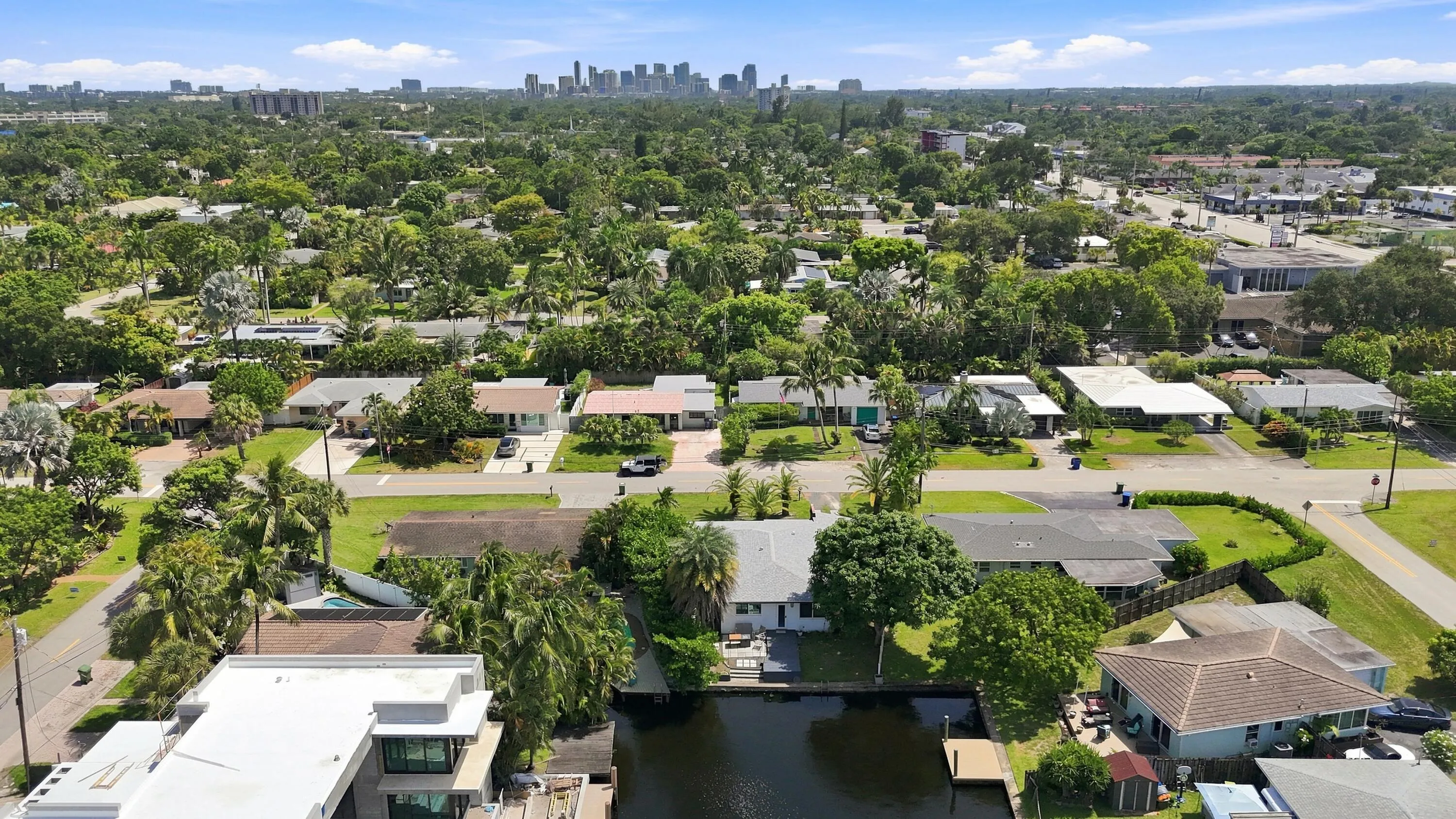 Aerial Back South with Downtown view